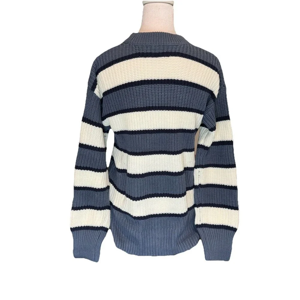 SO Women's Juniors' Crewneck Pullover Sweater Size XS Blue & White Stripe NWOT